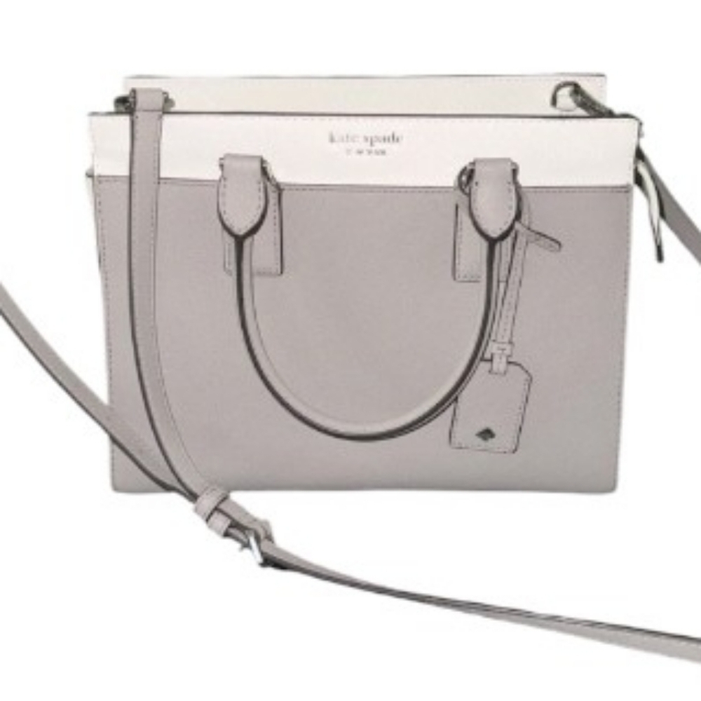 NEW Kate Spade ♠️ Cameron Medium gray/white colorblock Leather Satchel BAG